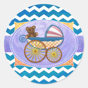 Teal Blue Chevron Baby Shower Envelop Seal