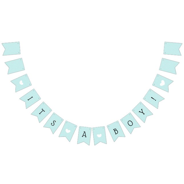 Teal Blue Chevron Its a Boy Baby Shower Bunting Bunting (All)