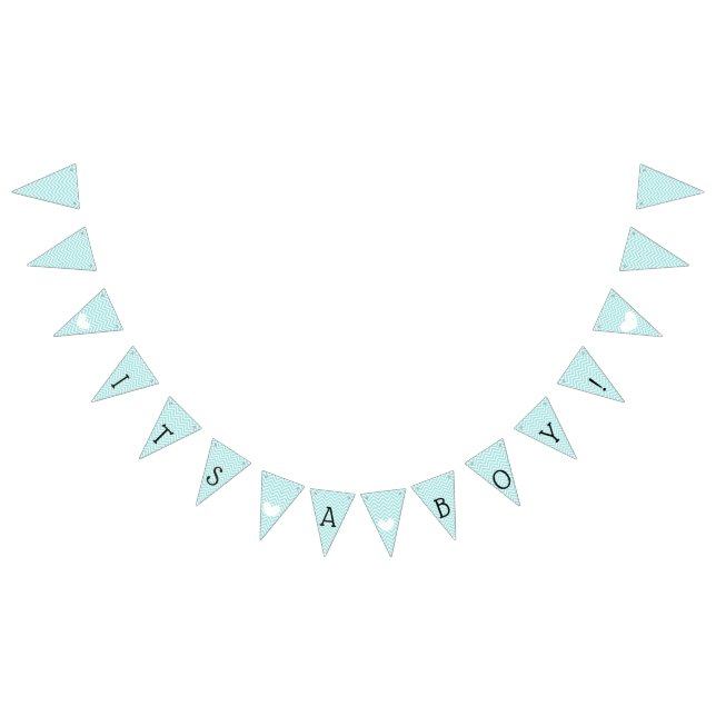 Teal Blue Chevron Its a Boy Baby Shower Bunting Bunting (All)