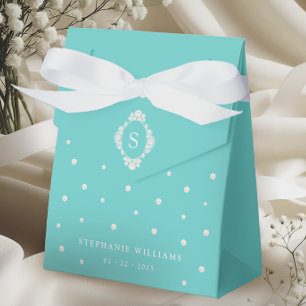 Teal Blue Chic Bridal Shower Favour Boxes