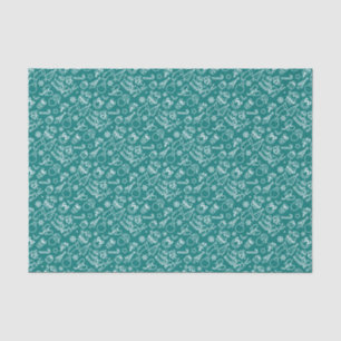 Teal Blue Christmas Icon Set Holiday Tissue Paper