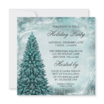 Teal Blue Christmas Tree Holiday Party