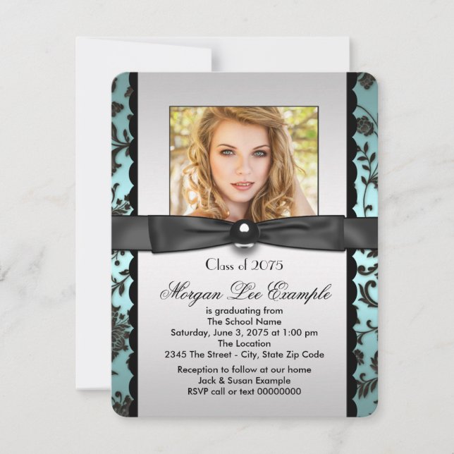 Teal Blue Class of 2015 Graduation Announcement (Front)