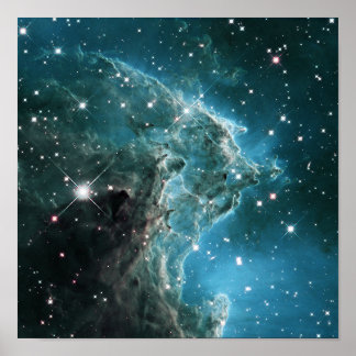 Teal Blue Coloured Monkey Head Nebula Poster