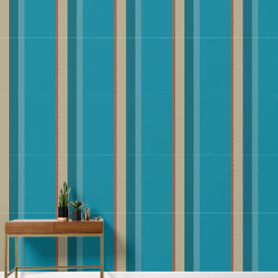 Teal Blue Cool Aqua Cocoa Brown Mushroom Stripes Wallpaper