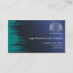 Teal Blue Crescent Moon Logo Business Card