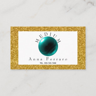 Teal Blue Crystal Ball & Gold for Fortune Telling Business Card