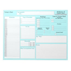 Teal Blue Daily Planner 5 and 1 Food Journal Notepad