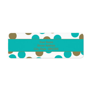 Teal Blue & Dark Tan Polka Dot ADDRESS Labels