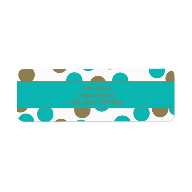 Teal Blue & Dark Tan Polka Dot ADDRESS Labels (Front)