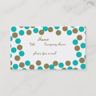 Teal Blue & Dark Tan Polka Dot Business Card