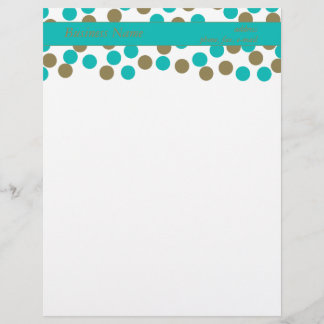 Teal Blue & Dark Tan Polka Dot Letterhead