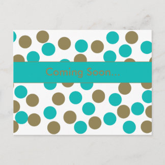 teal blue & dark tan polka dot postcard