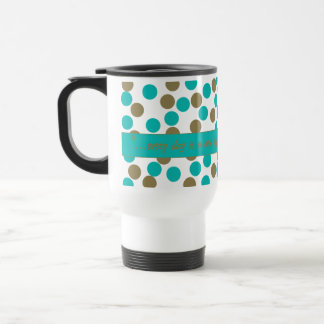 Teal Blue & Dark Tan Polka Dots Beverage mug