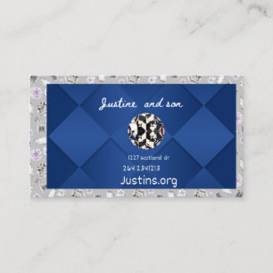 teal blue  diamond and silver business card