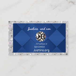teal blue  diamond and silver business card