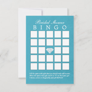 Teal Blue Diamond Bridal Shower Bingo Cards