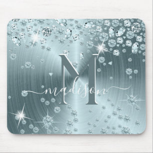 Teal Blue Diamonds - Personalised Mouse Mat