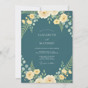 Teal Blue Dignified Nature Wedding Invitation