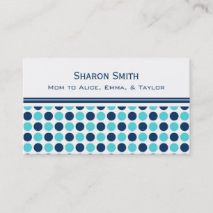 Teal Blue Dots Pattern Mum Calling Cards