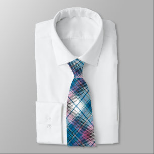 Teal Blue Dusty Pink Modern Tartan Stylish Pattern Tie