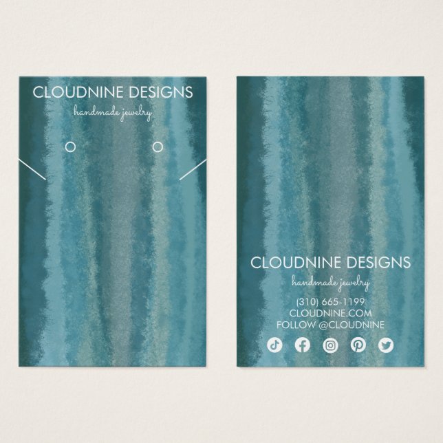 Teal Blue Earring Necklace Jewellery Display Card (Front & Back)