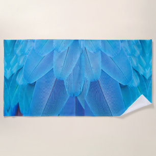 Teal Blue Feathers of the Macaw Parrot Beach Towel