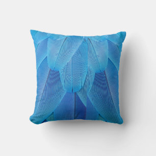 Teal Blue Feathers of the Macaw Parrot Cushion
