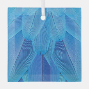 Teal Blue Feathers of the Macaw Parrot Glass Tree Decoration