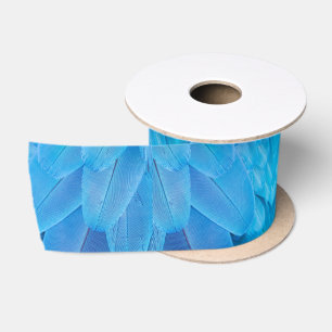 Teal Blue Feathers of the Macaw Parrot Satin Ribbon