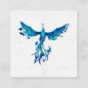 *~*  TEAL BLUE Feathers Phoenix Rising Ashes Square Business Card