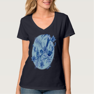 Teal Blue flowers on a sculpture textured backing T-Shirt