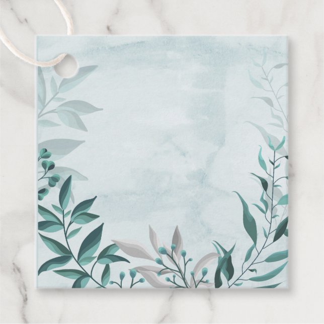 teal blue foliage favour tags (Front)