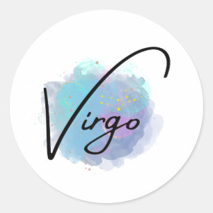 Teal Blue Galaxy Virgo Zodiac Constellation Classic Round Sticker
