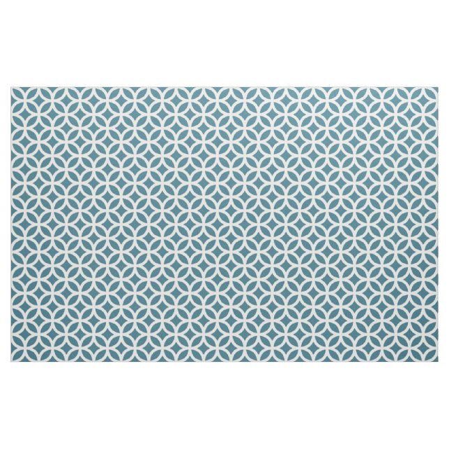 Teal Blue Geometric Pattern Fabric (Yard)