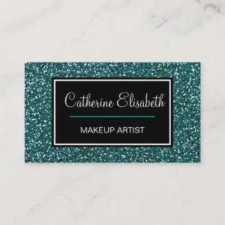 Teal Blue Glitter, Girly, Pretty, Sparkly, Business Card