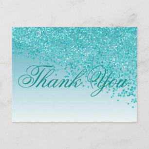 Teal Blue Glitter Teal Blue Shades Thank You Postcard