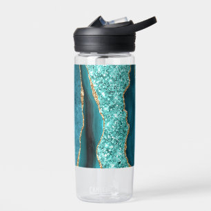 Teal Blue Gold Aqua Turquoise Water Bottle