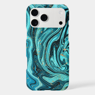 Teal Blue & Gold Chic Swirl Modern Abstract