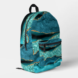 Teal Blue Gold Glitter Marble Turquoise Backpack