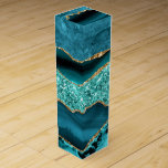 Teal Blue Gold Glitter Marble Turquoise Wine Box<br><div class="desc">Wine Boxes with Agate Teal Blue Gold Glitter Marble Aqua Turquoise Geode Customisable Gift - or Add Your Name / Text - Make Your Special Gift ! Resize and move or remove / add text / elements with Customisation tool ! Design by MIGNED ! Please see my other projects /...</div>