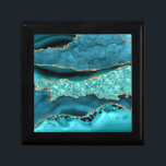 Teal Blue Gold Marble Aqua Turquoise Gift Box<br><div class="desc">Gift Boxes with Agate Teal Blue Gold Glitter Marble Aqua Turquoise Geode Customisable Gift Box - or Add Your Name / Text - Make Your Special Gift Box ! Resize and move or remove / add text / elements with Customisation tool ! Design by MIGNED ! Please see my other...</div>