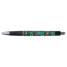 Teal Blue & Gold Pattern Pen
