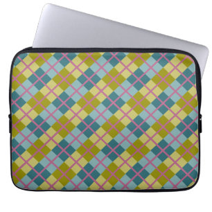 Teal Blue Gold Yellow Magenta Pattern Laptop Sleeve