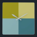 Teal Blue Gold Yellow Square Wall Clock<br><div class="desc">.</div>