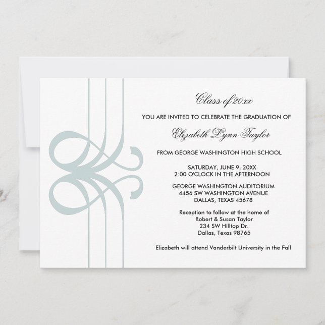 Teal Blue Graduation Announcement (Front)