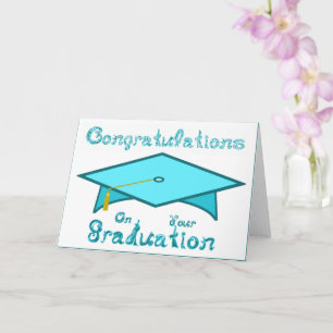 Teal Blue Graduation Cap Printable Party Hat or Card