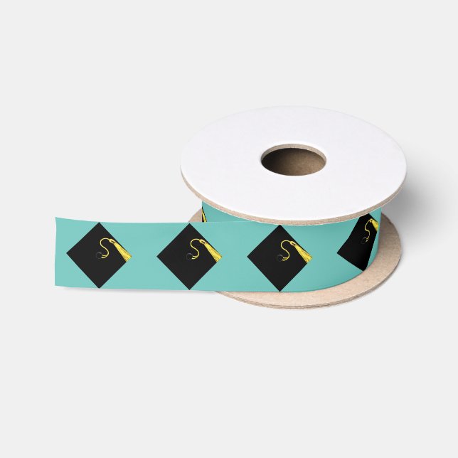 Teal Blue Graduation Satin Ribbon (Spool)