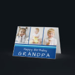 Teal Blue Grandpa Photo Collage Happy Birthday Card<br><div class="desc">Celebrate your Grandpa with this special custom Happy Birthday Card. Decorated in shades of teal blue it features a three photo collage with "Happy Birthday Grandpa"  in a modern white typography. Photos and text are easily customised.  Inside has been left blank for your special message.</div>