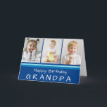 Teal Blue Grandpa Photo Collage Happy Birthday Card<br><div class="desc">Celebrate your Grandpa with this special custom Happy Birthday Card. Decorated in shades of teal blue it features a three photo collage with "Happy Birthday Grandpa"  in a modern white typography. Photos and text are easily customised.  Inside has been left blank for your special message.</div>